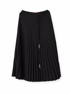 Carolina Herrera Black Pleated Midi Skirt